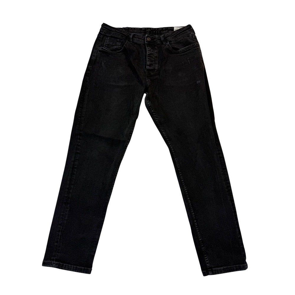 Denim Co Slim Fit Jeans Mens W38 L30 Black Excellent Lycra Stretch Distressed
